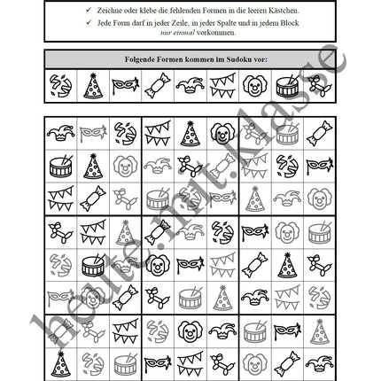 Sudoku 9x9: Fasching & Karneval & Fastnacht