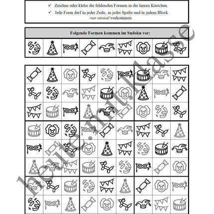 Sudoku 9x9: Fasching & Karneval & Fastnacht