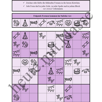 Sudoku 9x9: Fasching & Karneval & Fastnacht