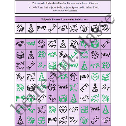Sudoku 9x9: Fasching & Karneval & Fastnacht