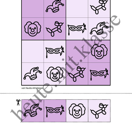 Sudoku 4x4: Fasching & Karneval & Fastnacht