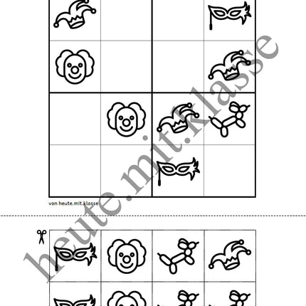 Sudoku 4x4: Fasching & Karneval & Fastnacht
