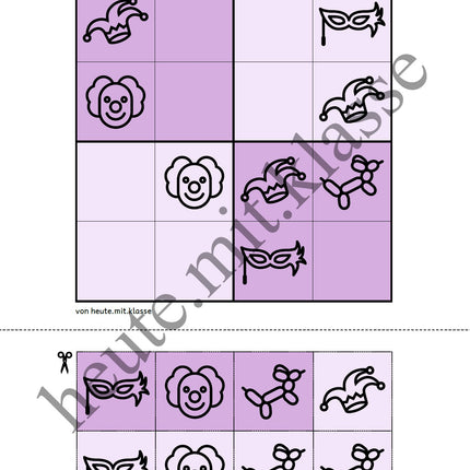 Sudoku 4x4: Fasching & Karneval & Fastnacht