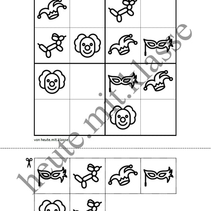 Sudoku 4x4: Fasching & Karneval & Fastnacht
