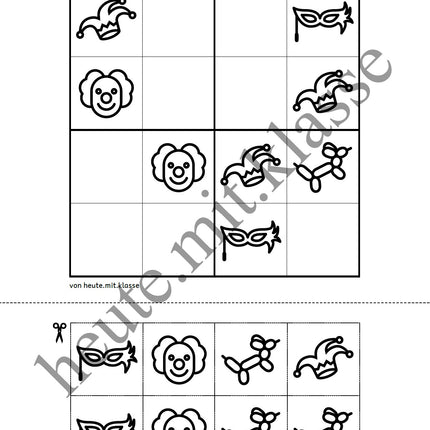 Sudoku 4x4: Fasching & Karneval & Fastnacht