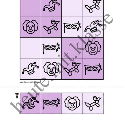 Sudoku 4x4: Fasching & Karneval & Fastnacht