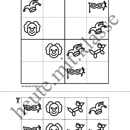 Sudoku 4x4: Fasching & Karneval & Fastnacht