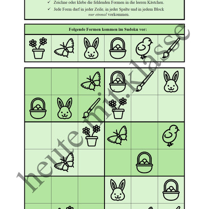 Sudoku 6x6: Ostern