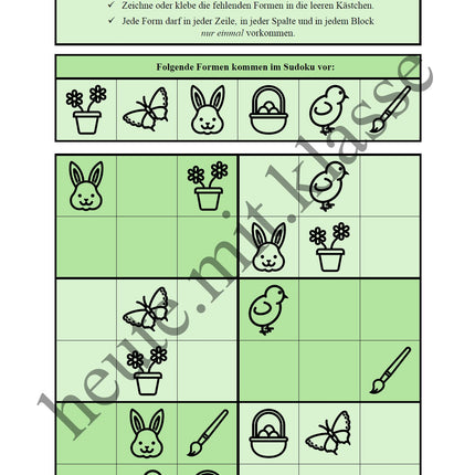 Sudoku 6x6: Ostern