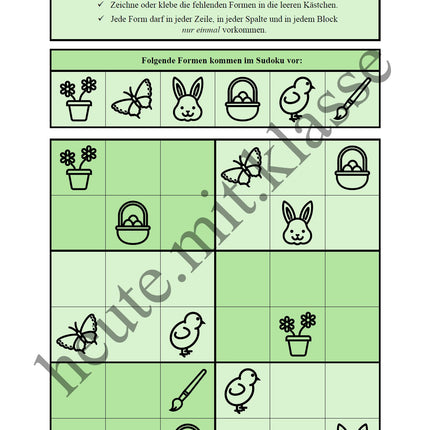 Sudoku 6x6: Ostern