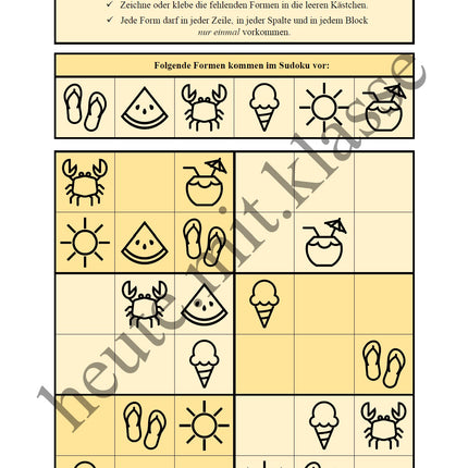 Sudoku 6x6: Sommer & Sommerferien