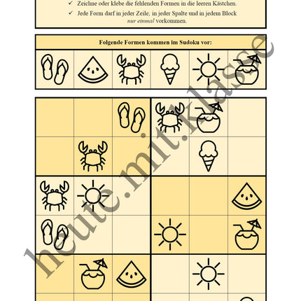 Sudoku 6x6: Sommer & Sommerferien