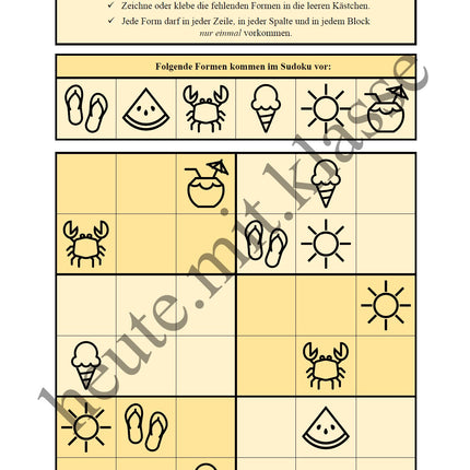 Sudoku 6x6: Sommer & Sommerferien