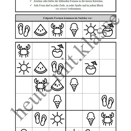 Sudoku 6x6: Sommer & Sommerferien
