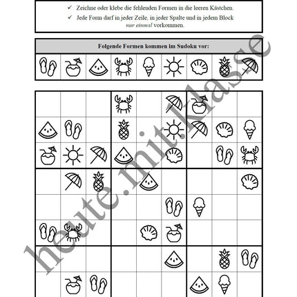 Sudoku 9x9: Sommer & Sommerferien