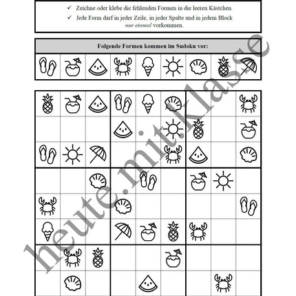Sudoku 9x9: Sommer & Sommerferien