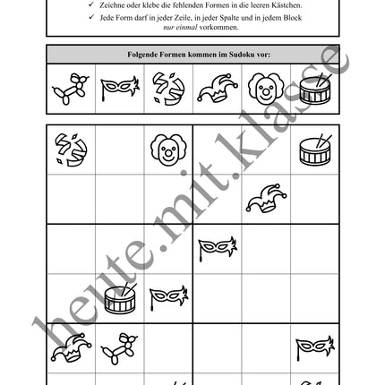 Sudoku 6x6: Fasching & Karneval & Fastnacht - Logisches Denken fördern!