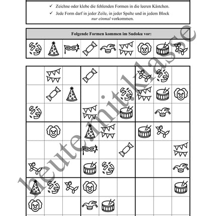 Sudoku 9x9: Fasching & Karneval & Fastnacht - Logisches Denken fördern!