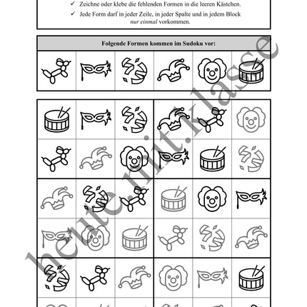 Sudoku 6x6: Fasching & Karneval & Fastnacht - Logisches Denken fördern!