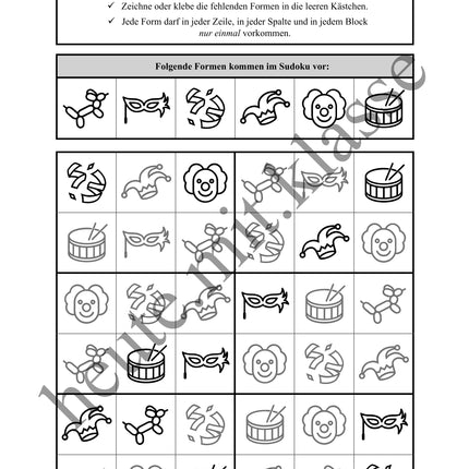 Sudoku 6x6: Fasching & Karneval & Fastnacht - Logisches Denken fördern!