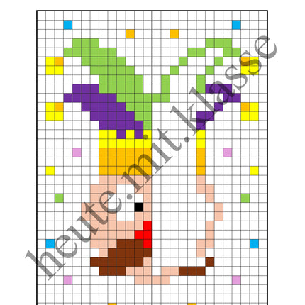Pixel-Bilder: Fasching & Karneval & Fastnacht (Symmetrie / Pixel-Art)