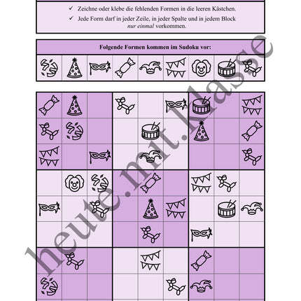 Sudoku 9x9: Fasching & Karneval & Fastnacht - Logisches Denken fördern!