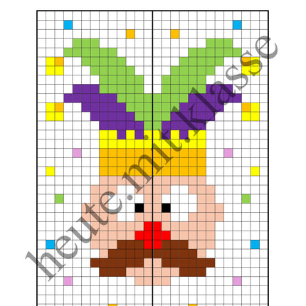 Pixel-Bilder: Fasching & Karneval & Fastnacht (Symmetrie / Pixel-Art)