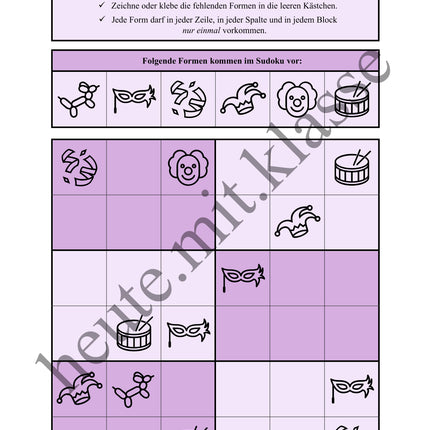 Sudoku 6x6: Fasching & Karneval & Fastnacht - Logisches Denken fördern!
