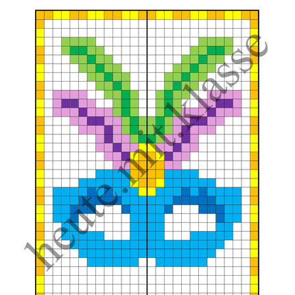 Pixel-Bilder: Fasching & Karneval & Fastnacht (Symmetrie / Pixel-Art)
