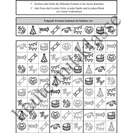 Sudoku 9x9: Fasching & Karneval & Fastnacht - Logisches Denken fördern!