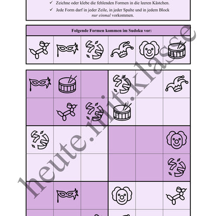 Sudoku 6x6: Fasching & Karneval & Fastnacht - Logisches Denken fördern!