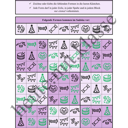 Sudoku 9x9: Fasching & Karneval & Fastnacht - Logisches Denken fördern!