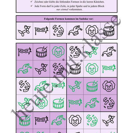 Sudoku 6x6: Fasching & Karneval & Fastnacht - Logisches Denken fördern!
