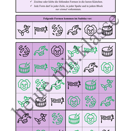 Sudoku 6x6: Fasching & Karneval & Fastnacht - Logisches Denken fördern!