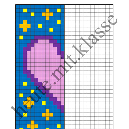 Pixel-Bilder: Muttertag & Vatertag & Valentinstag (Symmetrie / Pixel-Art)