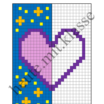 Pixel-Bilder: Muttertag & Vatertag & Valentinstag (Symmetrie / Pixel-Art)