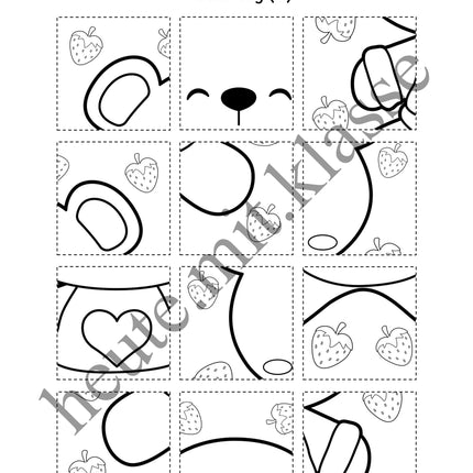 3x Puzzles & Ausmalbilder: Valentinstag & Muttertag & Vatertag (Schneideübung)