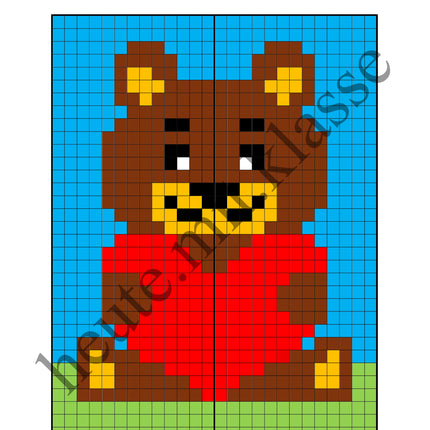 Pixel-Bilder: Muttertag & Vatertag & Valentinstag (Symmetrie / Pixel-Art)