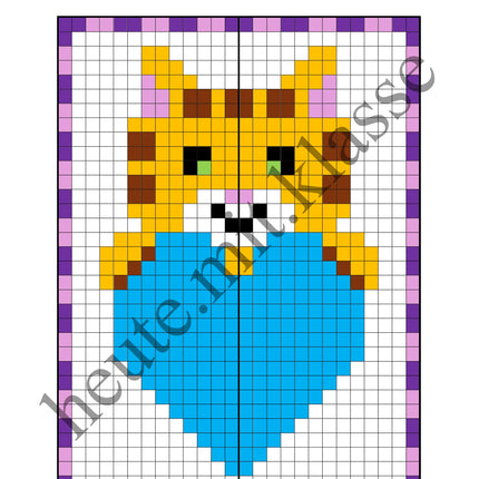 Pixel-Bilder: Muttertag & Vatertag & Valentinstag (Symmetrie / Pixel-Art)