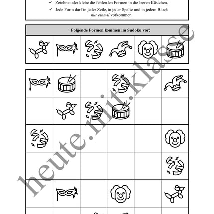 Sudoku 6x6: Fasching & Karneval & Fastnacht - Logisches Denken fördern!