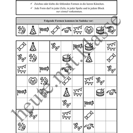 Sudoku 9x9: Fasching & Karneval & Fastnacht - Logisches Denken fördern!