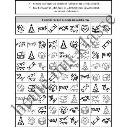 Sudoku 9x9: Fasching & Karneval & Fastnacht - Logisches Denken fördern!