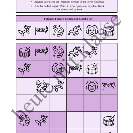 Sudoku 6x6: Fasching & Karneval & Fastnacht - Logisches Denken fördern!