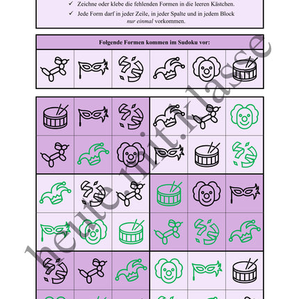 Sudoku 6x6: Fasching & Karneval & Fastnacht - Logisches Denken fördern!