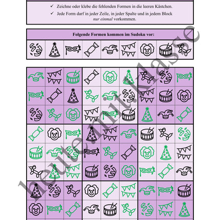 Sudoku 9x9: Fasching & Karneval & Fastnacht - Logisches Denken fördern!