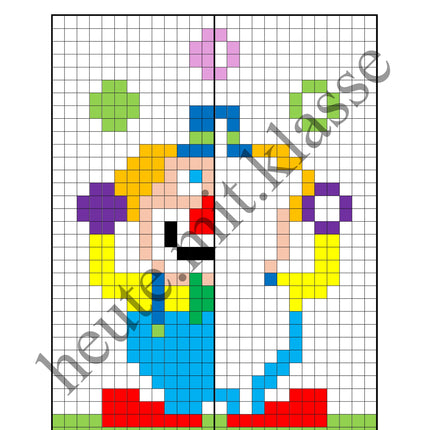 Pixel-Bilder: Fasching & Karneval & Fastnacht (Symmetrie / Pixel-Art)
