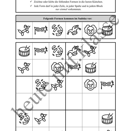 Sudoku 6x6: Fasching & Karneval & Fastnacht - Logisches Denken fördern!