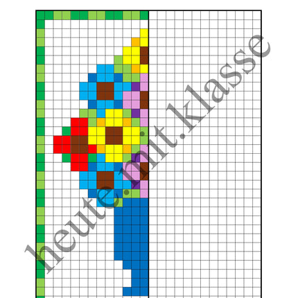 Pixel-Bilder: Muttertag & Vatertag & Valentinstag (Symmetrie / Pixel-Art)