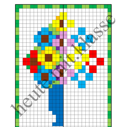 Pixel-Bilder: Muttertag & Vatertag & Valentinstag (Symmetrie / Pixel-Art)