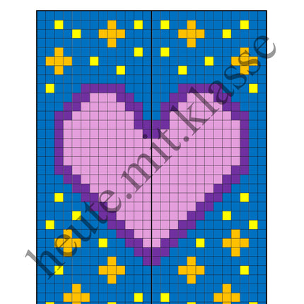 Pixel-Bilder: Muttertag & Vatertag & Valentinstag (Symmetrie / Pixel-Art)